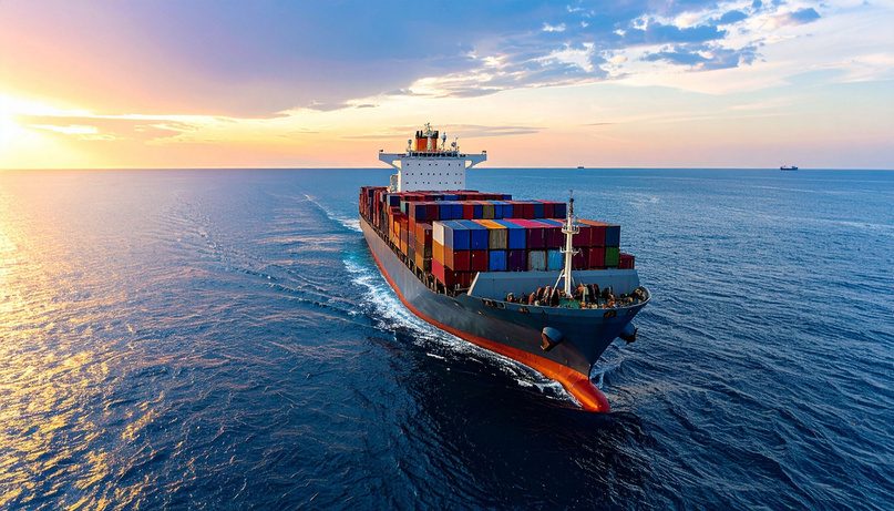 Container ship at sea