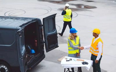 Site team reviewing plans